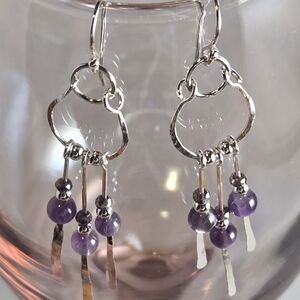 Sophisticated Boho Amethyst In Argentium Silver Dangle Earrings